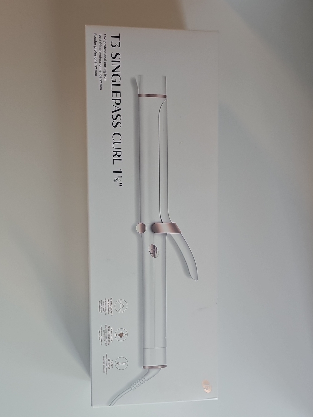 T3 White and Rose Gold 1¼" Curling Iron